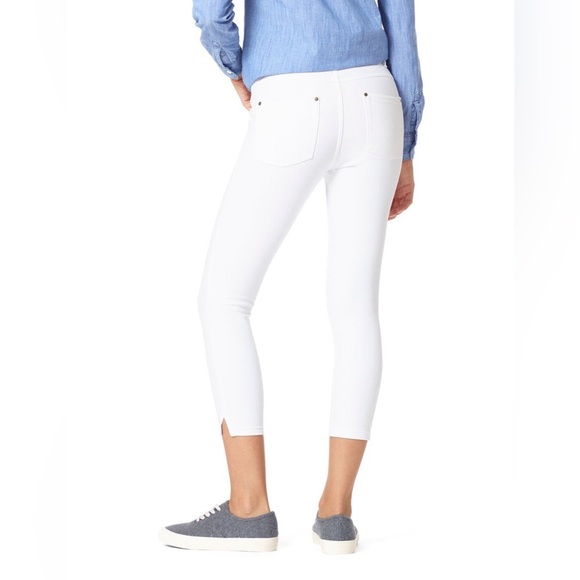 HUE Essential Denim Mid-Rise Capri Sun Women's White Jeans Sz L - Picture 2 of 14